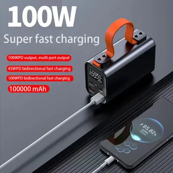 Nagy kapacitású Power Bank állomás 100000mAh 100W PD USB C DC gyorstöltés Külső akkumulátor hordozható Powerbank iPhone-hoz Xiaomi