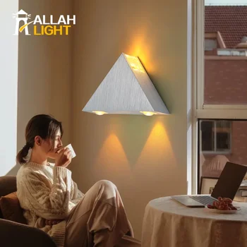 Beltéri LED világítás alumínium fali lámpa háromszög alakú modern hálószoba a világítás mellett a lakberendezéshez AC