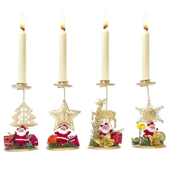 Karácsonyi Mikulás hópehely csillag gyertyatartó vas gyertya dísz ajándék asztali gyertyatartó karácsonyi asztali dekorációhoz arany