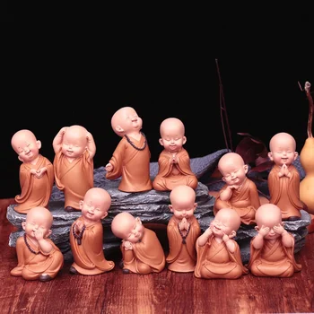 Aranyos kis szerzetes szobrok figurák Vallás Buddhagyanta Kézművesség Íróasztal miniatűrök Dísztárgyak Kiegészítők Lakberendezés Autó dekoráció