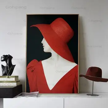 Vászon festés Modern fény Luxus kalap Szépség figura folyosó Nappali kanapé Háttérfal Észak-európai stílus dekoratív