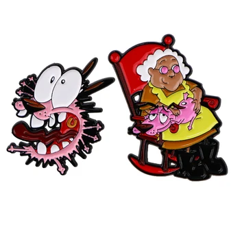 Rózsaszín kutya vicces zománc tű brossok táska hajtóka tű rajzfilm ünnepi jelvény hátizsák dekoráció ékszer ajándék gyerekeknek barátok