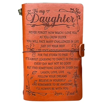Utazási bőr naplófüzet, amelyet anya ad egy jegyzetfüzetnek lánya születésnapi és ballagási ajándéka