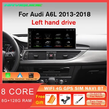 NAVIGUIDE 10.25'' Android 12 Carplay autórádió Audi A6L 2013-2018 RMC MH12 LHD 8 + 128G multimédia lejátszó GPS fejegység