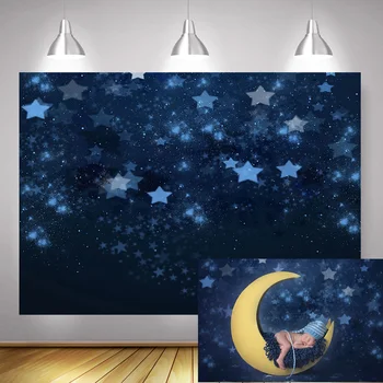 Fényképezés Háttér Kék csillagos ég Újszülött baba fotó háttér Gyermek születésnapi hátterek Fotóhívás Twinkle Twinkle Csillagok
