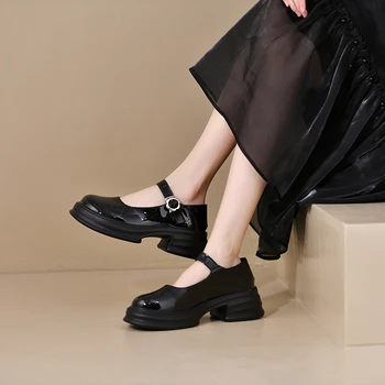Lolita cipő női szíj szögletes magassarkú cipő virágbőr Oxford cipő nőknek Platform nyári szivattyúk Plus size Zapatos